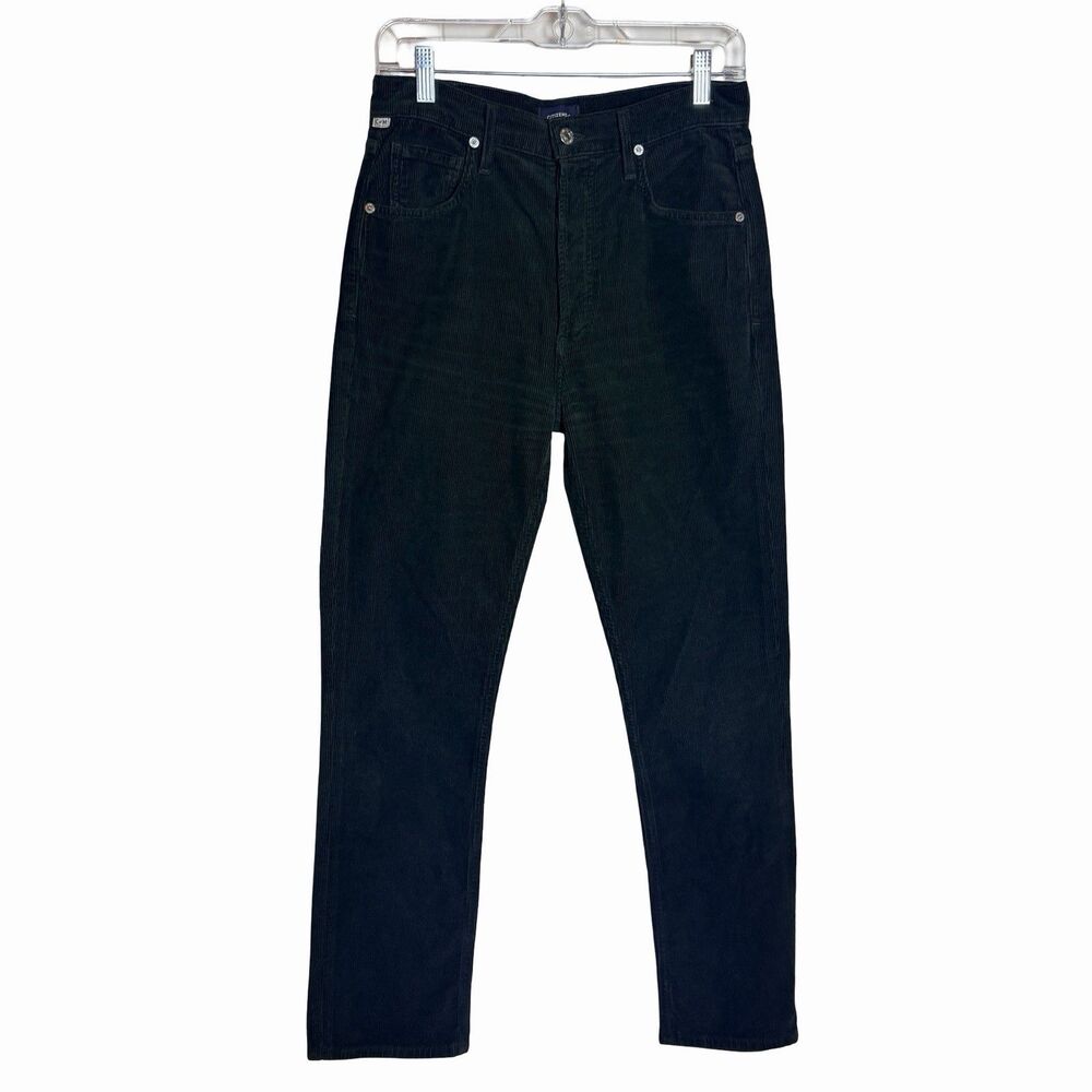 Citizens of Humanity Jolene High Rise Slim Straight Corduroy Pant Olive Green 26